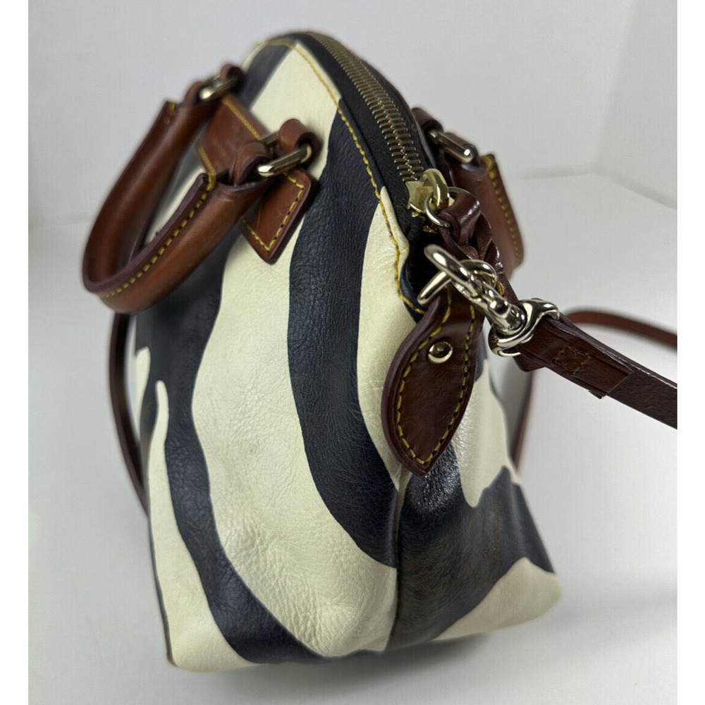 Dooney & Bourke Genuine Florentine Vacchetta Leather Satchel Zebra Print Bag - Picture 5 of 14